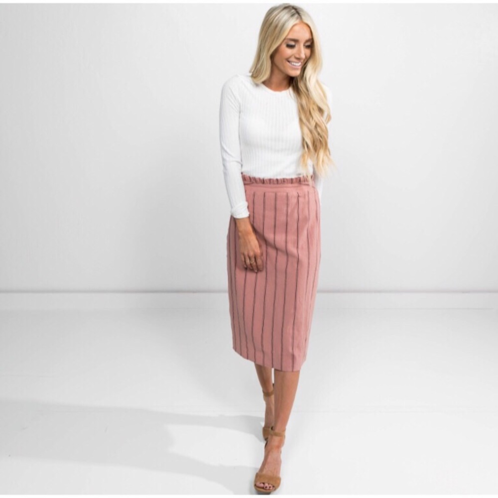 Shop Stevie Finley Pink Stripe Skirt